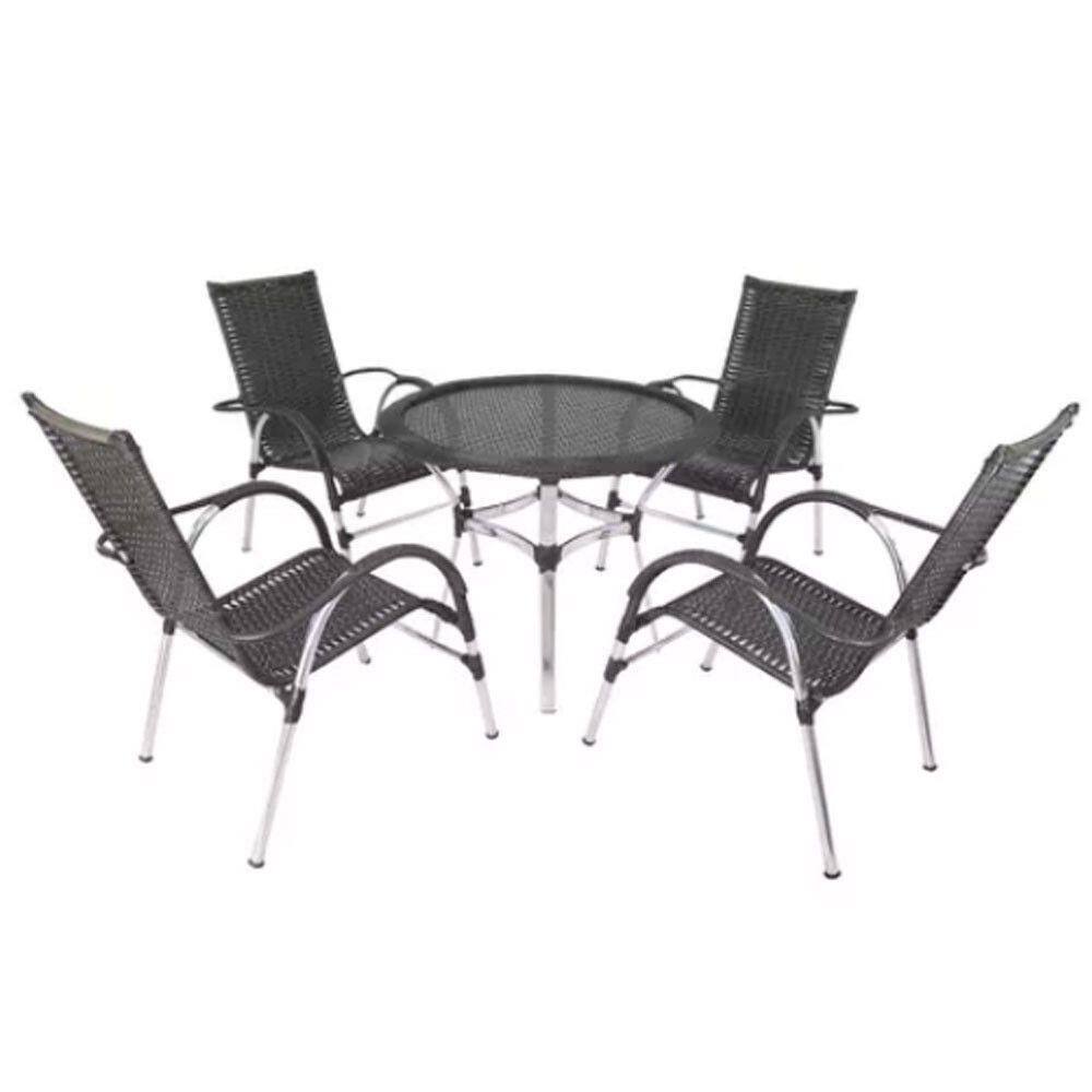 Kit 4 Cadeiras Vênus Alumínio E Mesa Emily  Argila