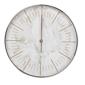 Relógio De Parede Rose Gold 30cm Fundo Em Desenhos De Mármore