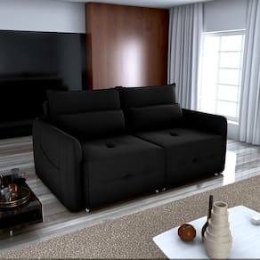 Sofá Cama 3 Lugares Celine para Sala de Estar Preto
