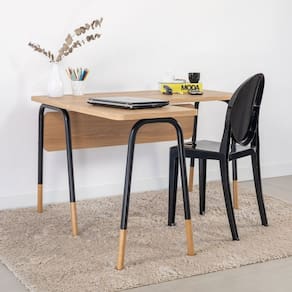 Mesa Escrivaninha Estação de Trabalho em L 120cm Organico Home Office Flexus Hanover/Preto