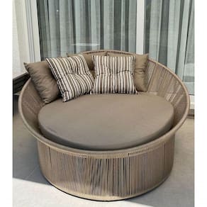 Chaise Palmeira Taça Em Corda Areia - Tecido Duna Marrom