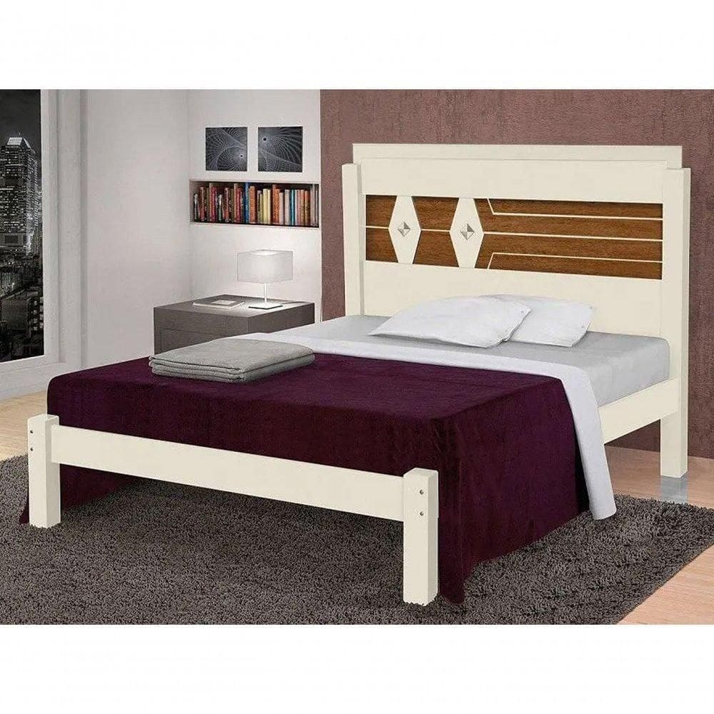 Cama Casal Lívia Off White E Naturalle Carmolar