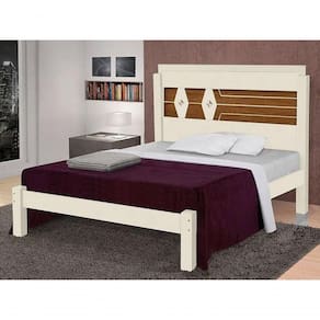 Cama Casal Lívia Off White E Naturalle Carmolar