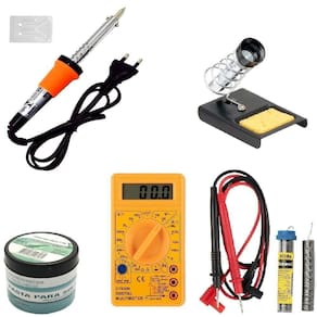 Kit Ferro De Solda Multímetro Suporte Pasta Tubete 55w 220v