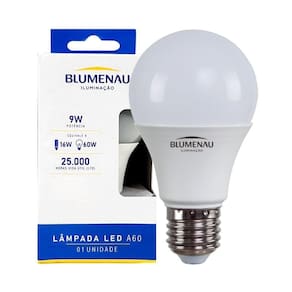 Lâmpada Led Bulbo A60 9w Blumenau E27 Bivolt 6500k Luz Fria
