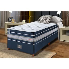 Conjunto Cama Box Solteiro De Molas Ensacadas Cama Inbox Select Euro Soft 88x188x71 Azul