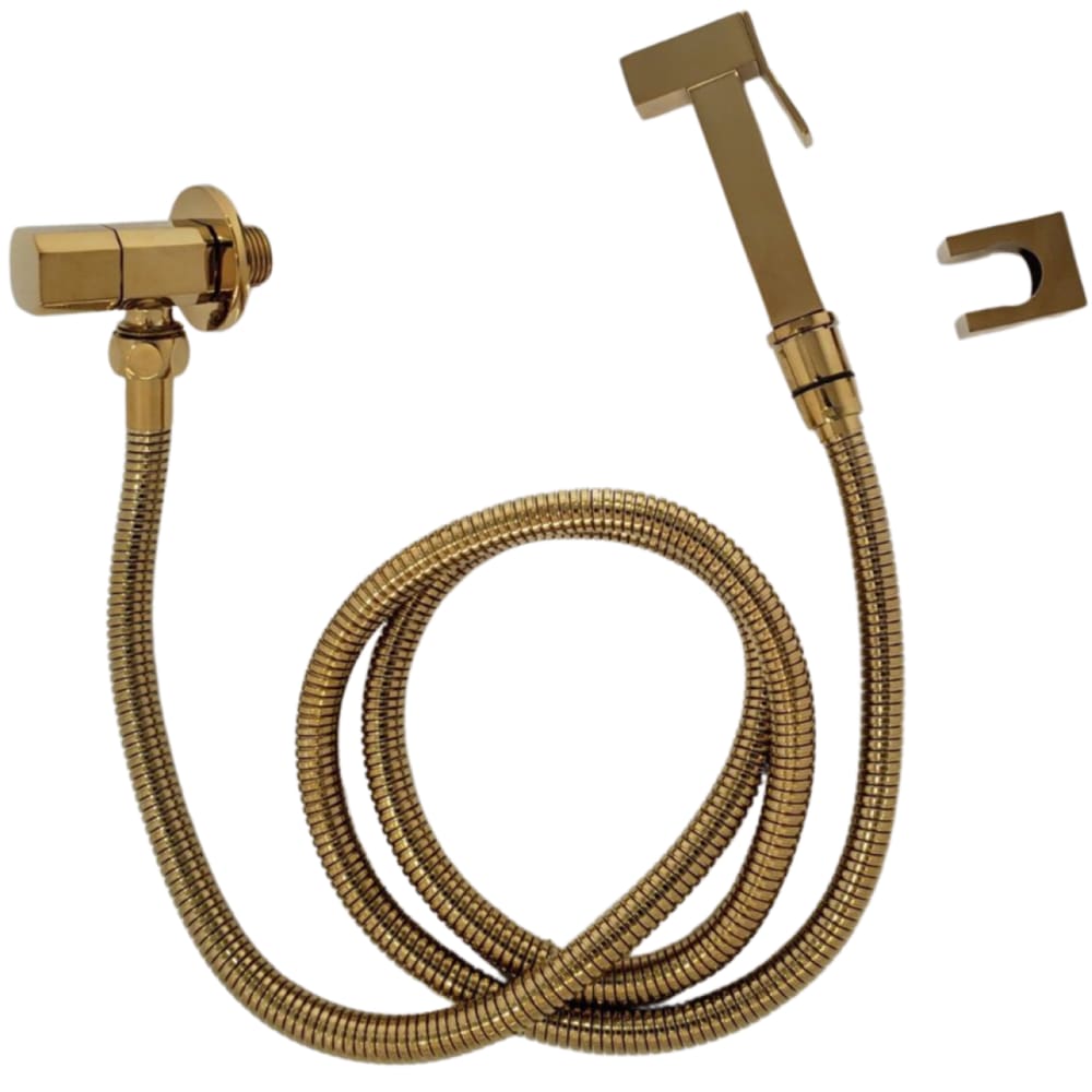 Ducha Higienica Dourada Com Derivação Gatilho De Metal