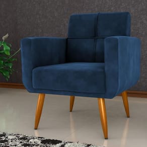 Poltrona Decorativa Para Sala Lages Veludo Azul