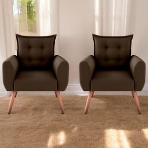 Jogo De Poltronas Decorativas Emma Suede Marrom