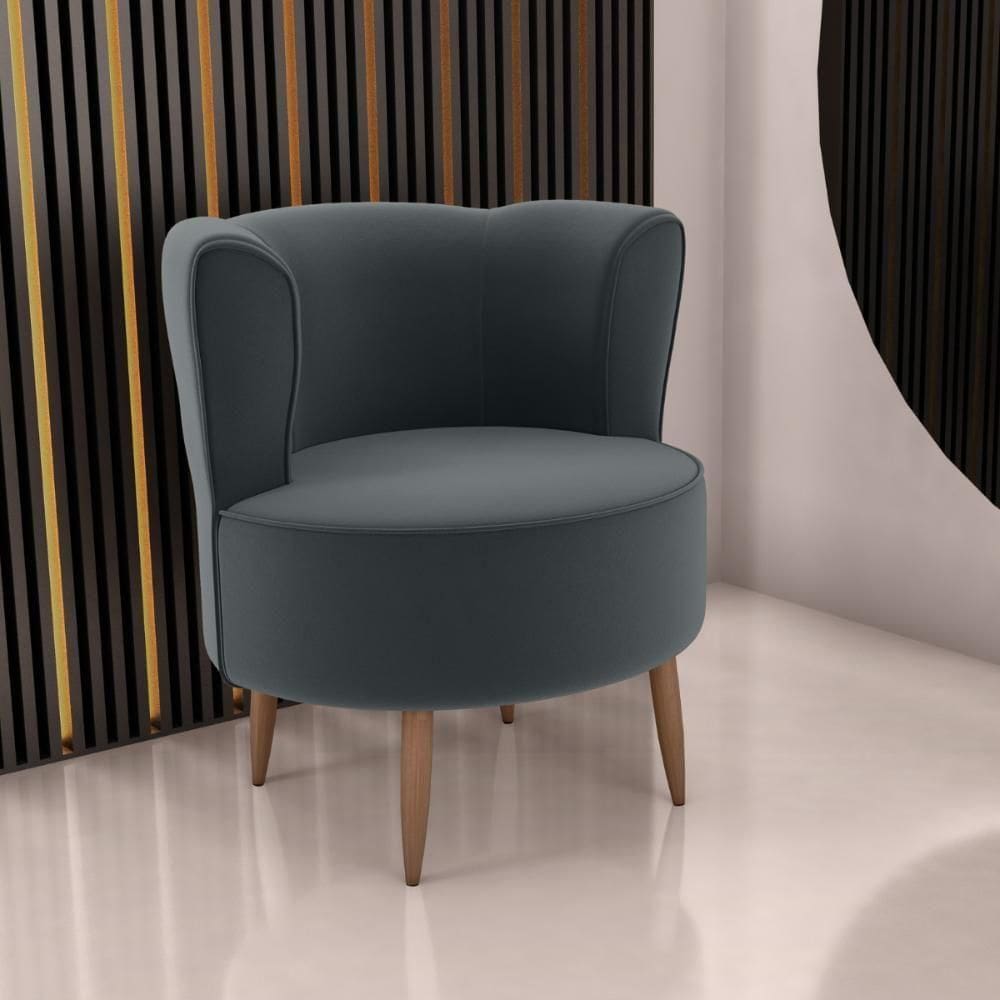 Poltrona Para Sala De Recepção Ceará Veludo Cinza