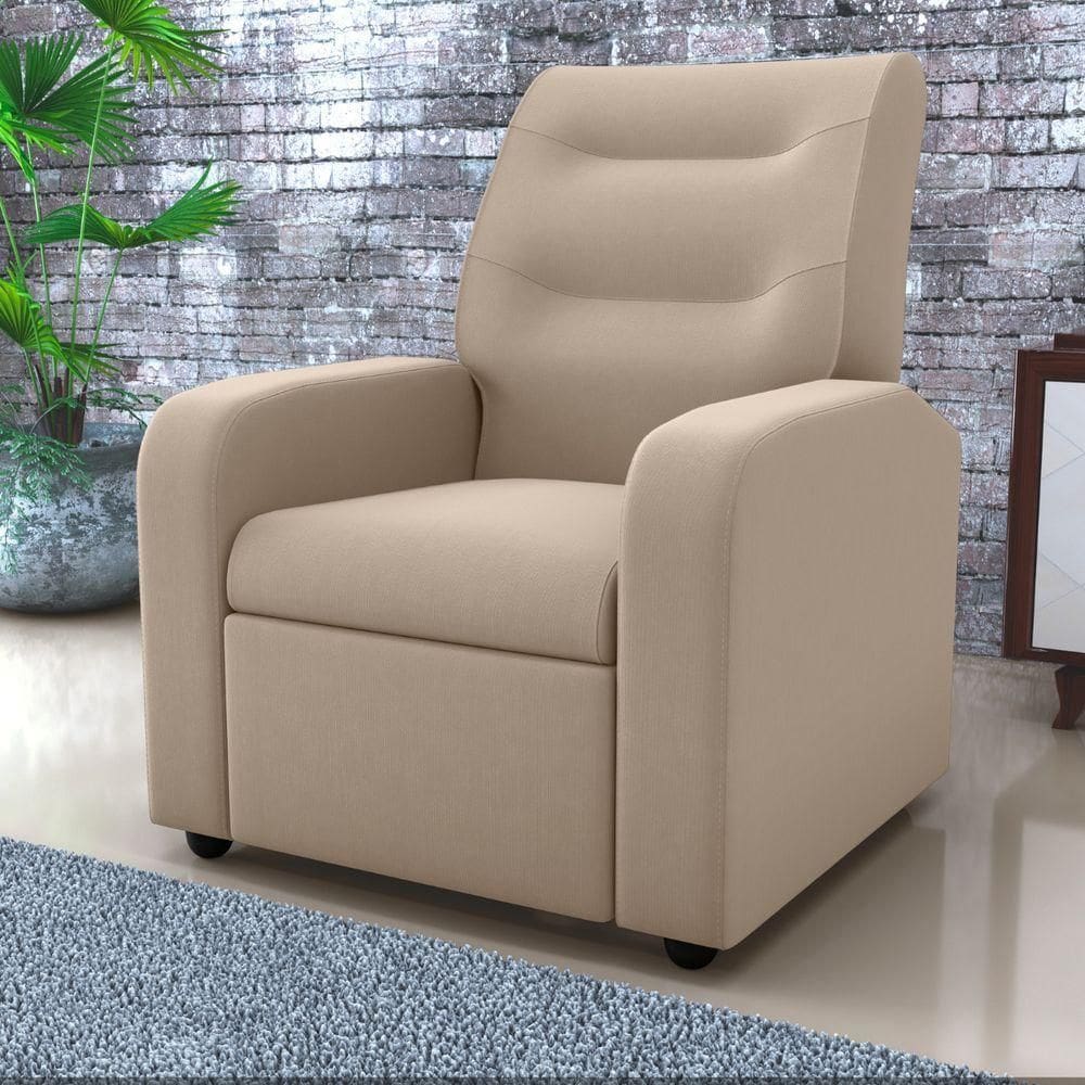 Poltrona Decorativa Reclinável Cecilia Veludo Light Bege