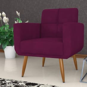 Poltrona Decorativa Para Sala Lages Veludo Turkey Marsala