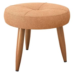 Puff Redondo Para Sala Miami Boucle Mostarda