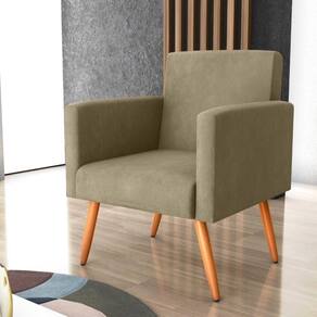 Poltrona Decorativa Para Sala Luan Veludo Turkey Cappuccino