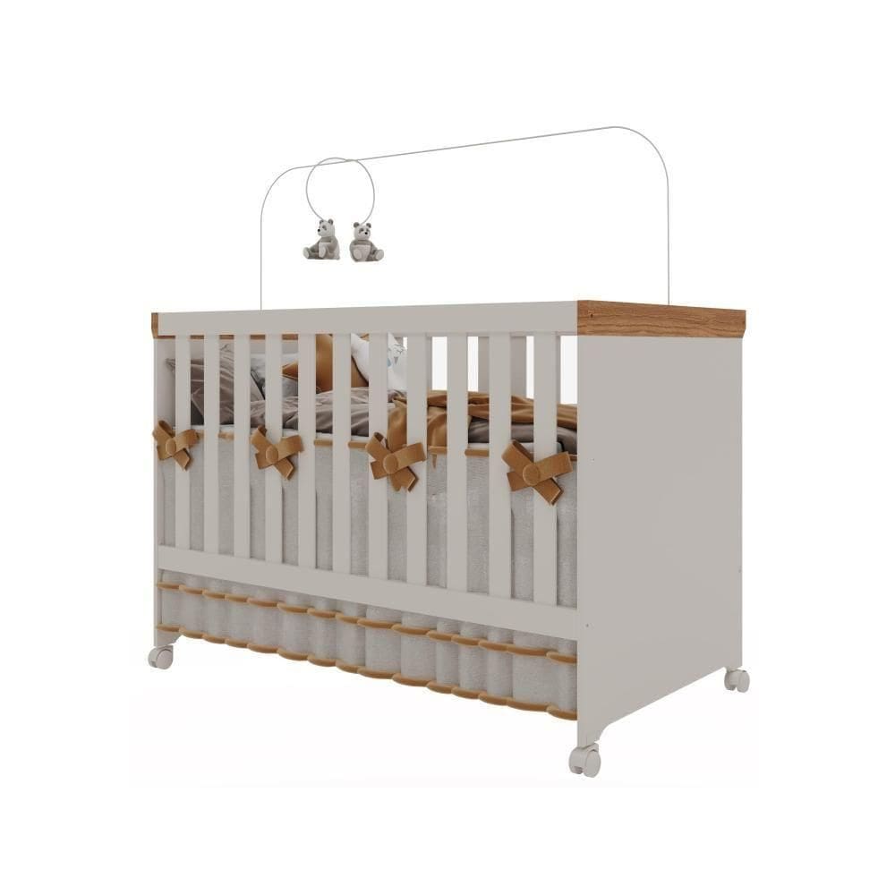 Berço Mini Cama Antonella Off White-caramelo Móveis Canaã