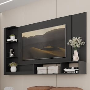 Painel Ganges P/ Tv Até 60 Polegadas Com Nicho E Prateleira - Preto Preto