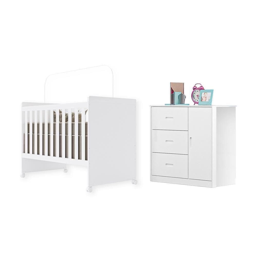 Conjunto Infantil Livia Branco Berço E Cômoda Canaã