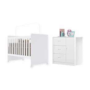 Conjunto Infantil Livia Branco Berço E Cômoda Canaã
