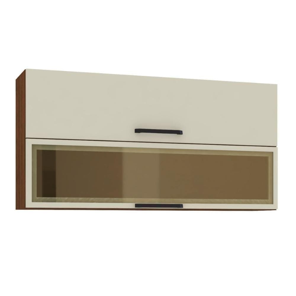 Armário Com 2 Portas Basculante Banff Nogueira Off White