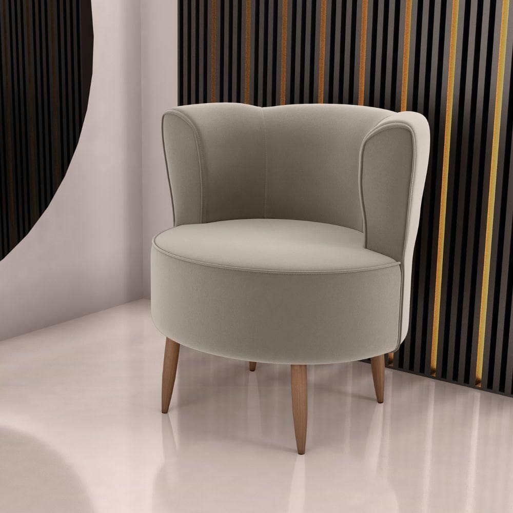 Poltrona Decorativa Para Sala Ariel Veludo Cappuccino