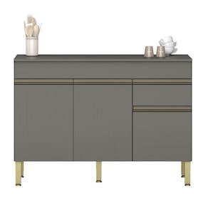 Balcão Para Cozinha com Tampo e com 3 Portas Chester Gris