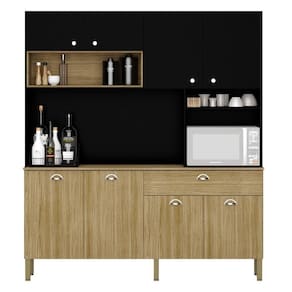 Kit De Cozinha Com 1 Gaveta Copenhage Freijó Nero