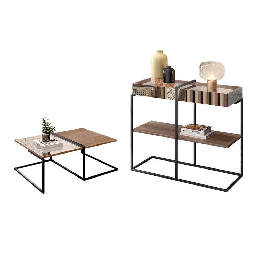 Jogo De Mesa De Centro E Aparador Toronto Demolição Preto