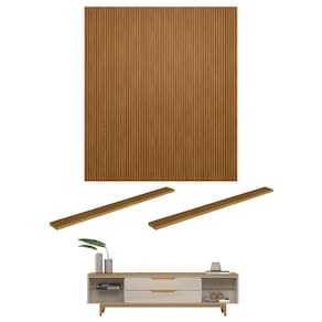 Conjunto Painel Ripado E Rack Tv 75\` Ottis Tauri Off White