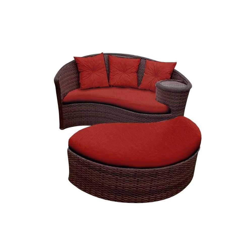 Chaise Orbit Com Puff - Tecido Duna Vermelho