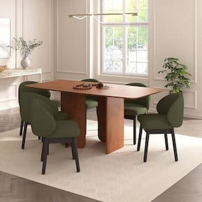 Kit Mesa de Jantar Boreal 180cm e 4 Cadeiras Jambu Cabecasa Madeiramadeira Cinamomo/Verde Musgo/Ébano