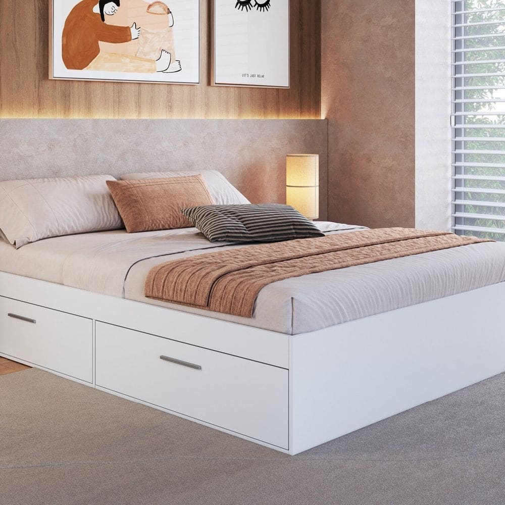 Cama Casal Queen com 4 Portas 160 Tókio Branco