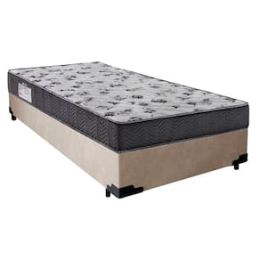 Cama Box Solteiro Suede + Colchão De Molas Ensacadas - SerenePrime - 88x188x58cm