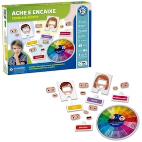 Jogo Ache e Encaixe Como Me Sinto? Tabuleiro Infantil Com 49 Peças Pedagógicas - Pais e Filhos