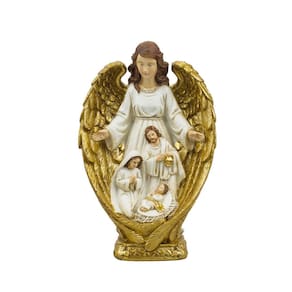 PPresépio Anjo Enfeite Árvore Natal Sagrada Família Dourado 23cm