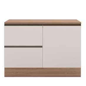 Balcão Com Tampo 120cm 1 Porta 3 Gavetas Etna Poliman Carvalho Oak E Off White