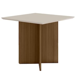 Mesa De Jantar Retangular Tampo Chanfrado Sem Vidro 90cm Helô Poliman Móveis Carvalho Com Off White