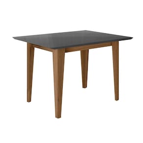 Mesa Para Sala De Jantar 120cm Retangular Tampo Chanfrado Kate Poliman Carvalho Com Grafite