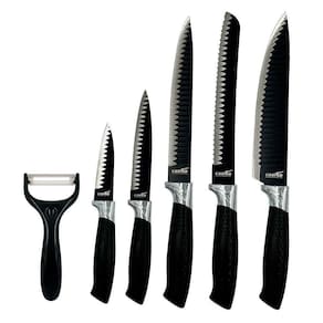 Jogo De Facas Inox Chef Profissional 5 Facas Cabo Texturizado + 1 Descascador