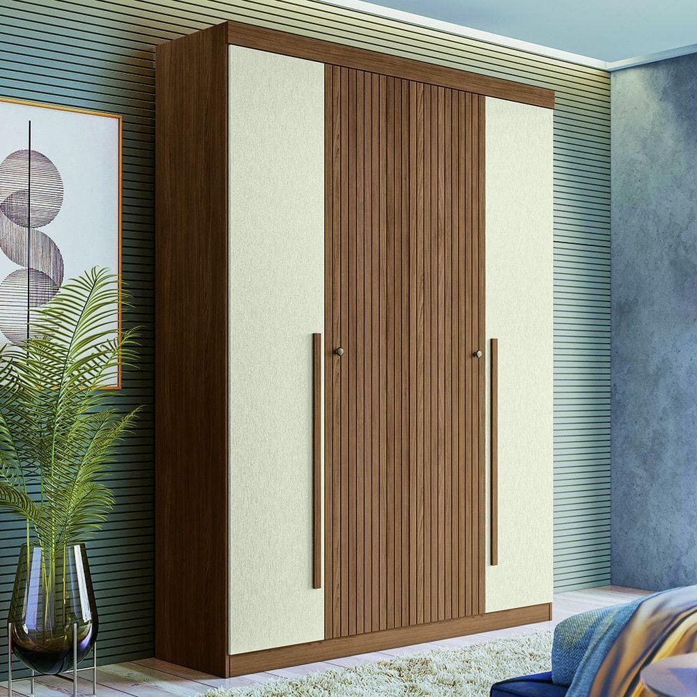 Guarda Roupa Solteiro 4 Portas Flex Buriti Santos Andirá Jatoba/areia