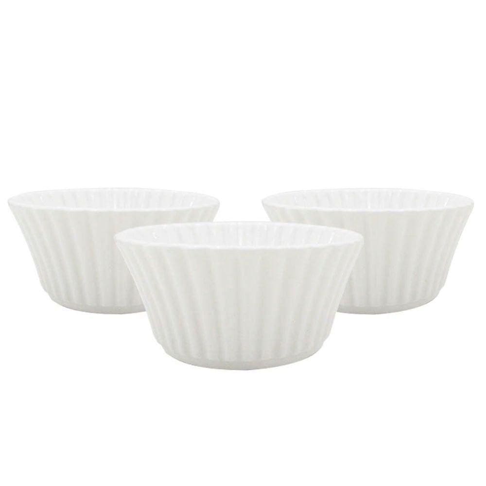 Jogo De Ramequim Porcelana Branca 3 Peças 100ml
