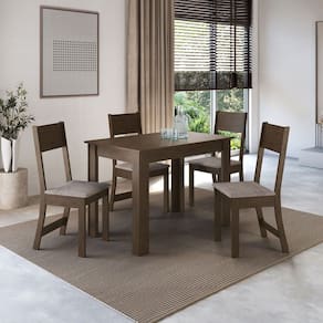 Mesa de Jantar 4 Lugares Atlanta Noce/Linho - Indékes