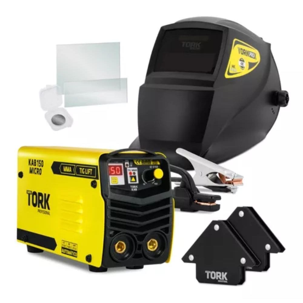 Maquina De Solda Inversora 150A Mma + Kit Scim-6150 220V + 2 Esquadro Magnético 12 Kg - Em-9012