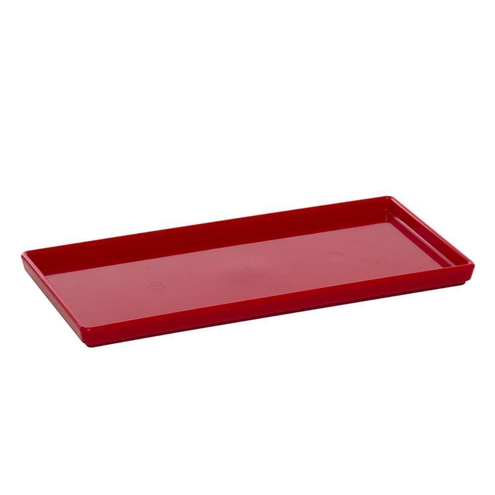 Prato Square Retangular 13,5x27 Vermelho Em Policarbonato Linha Profissional Cook Vem