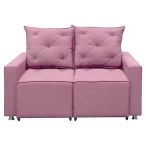 Sofá Retrátil 2 Lugares Bariloche 1.80cm Shop Das Cabeceiras Rosa Linho