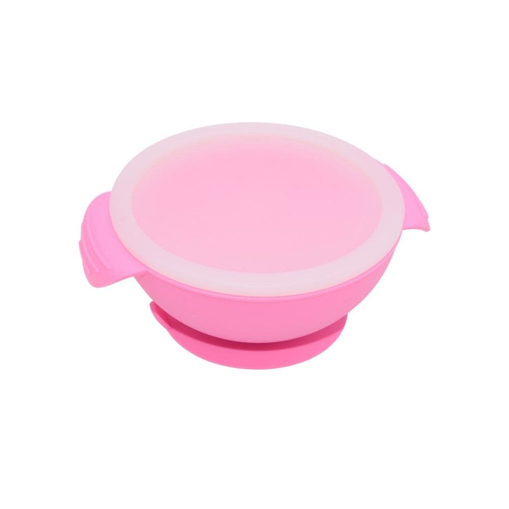 Tigela de Silicone Infantil com Tampa e Base de Sucção Rosa Oxford