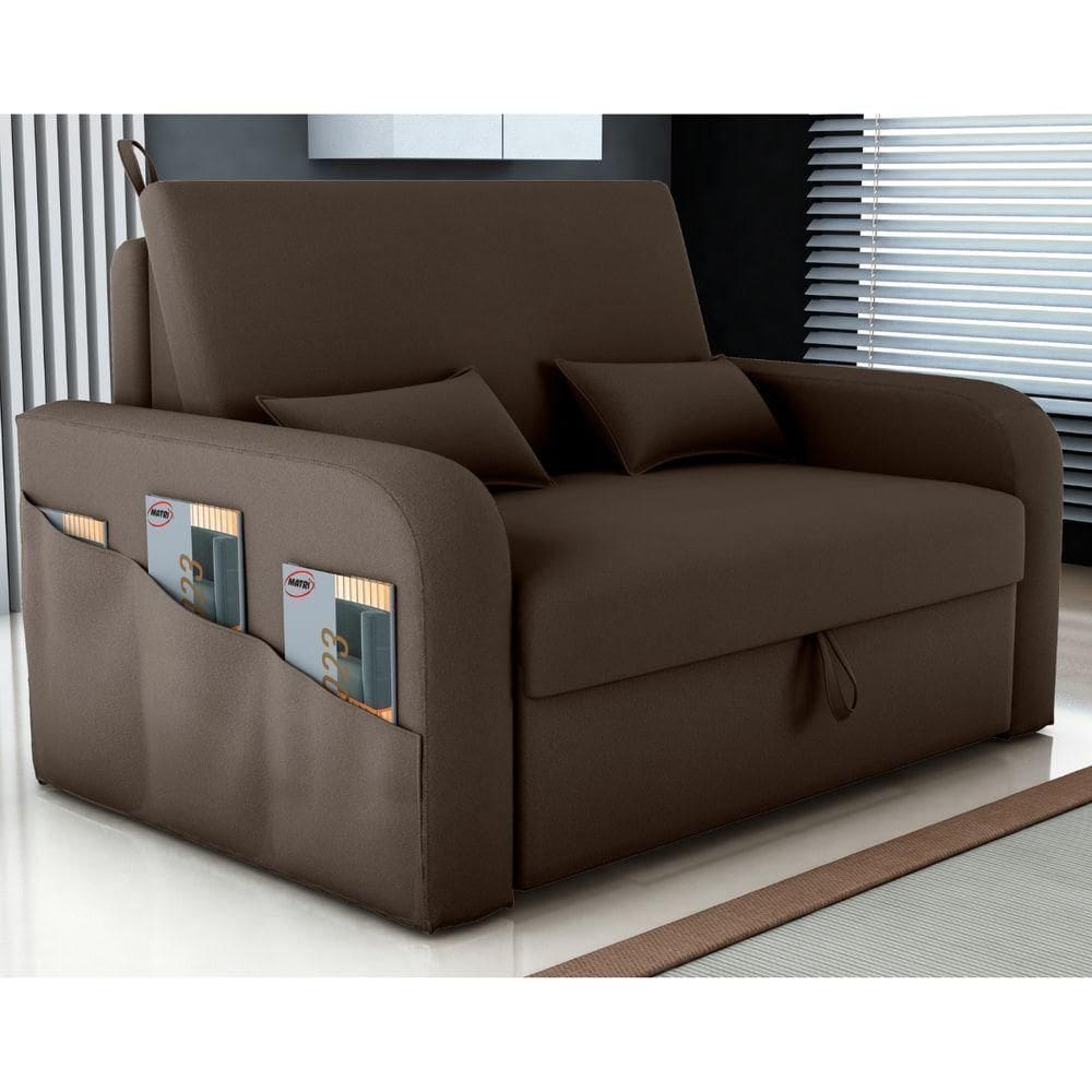 Sofá Cama Com Baú Gorteen Veludo Marrom