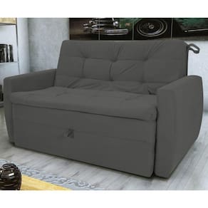Sofá Cama Para Sala De Estar Hiro Suede Cinza