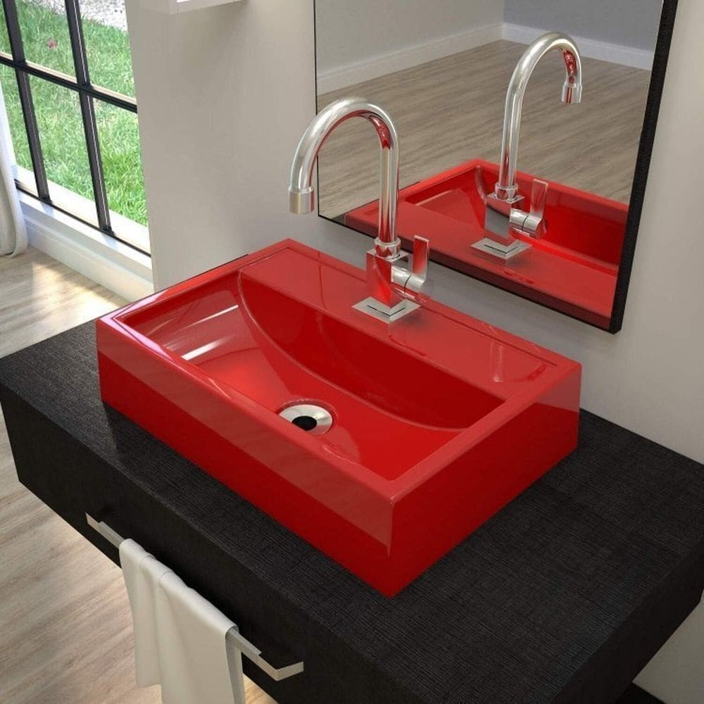 Kit Cuba de Apoio para Banheiro Q45w Retangular Compace Vermelho