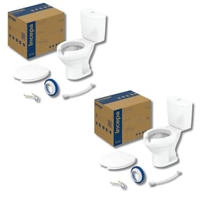 Kit 2 Vaso Sanitário com Caixa Acoplada e Assento com Abertura Acesso Incepa Branco Brilhante