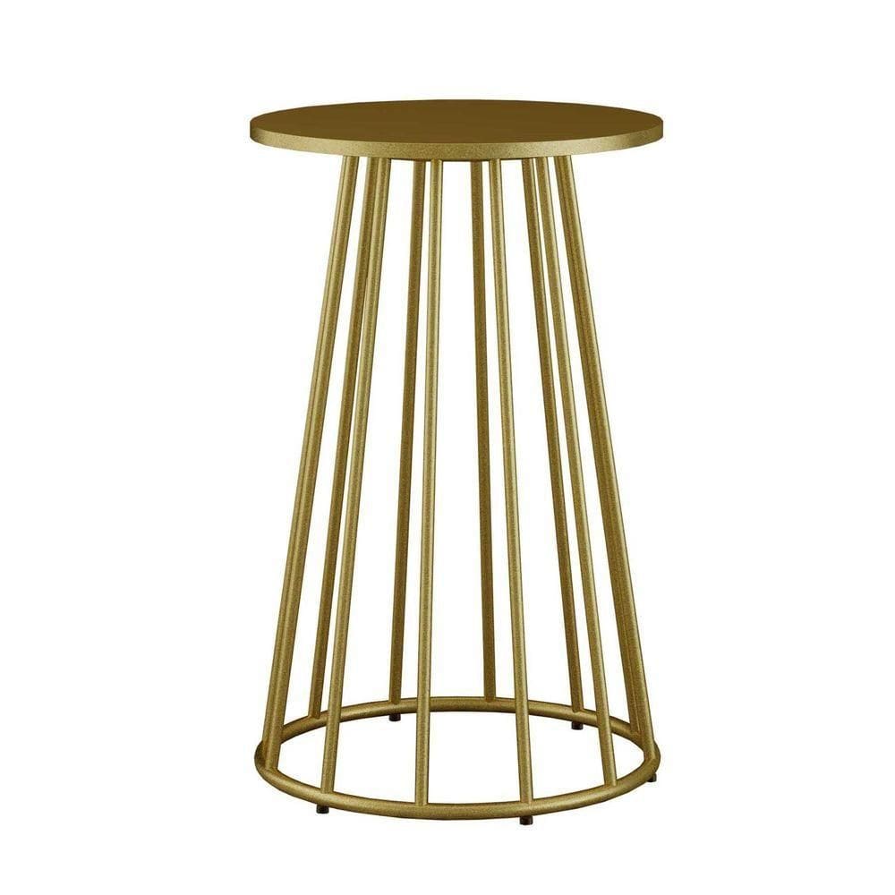 Base Cone Aço Carbono Para Tampo Madeira Ou Vidro Dourado